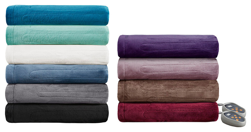 Beautyrest Heated Plush Heated Plush Blanket, Aqua