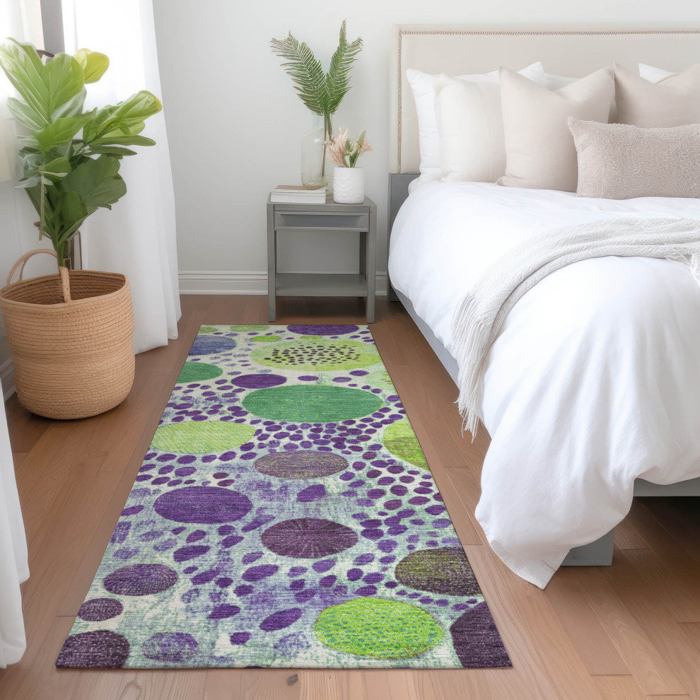 Machine Washable Indoor/Outdoor Chantille ACN1895 Purple 2'3" x 7'6" Runner Rug