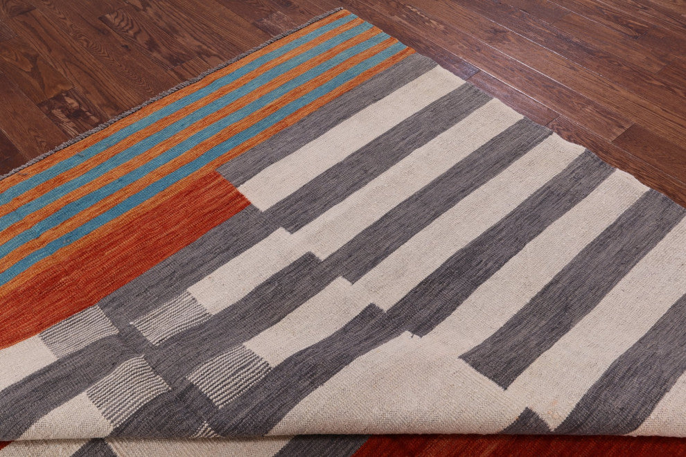Reversible Kilim Flat Weave Wool On Wool Rug 8' 6" X 11' 2" - Q12602
