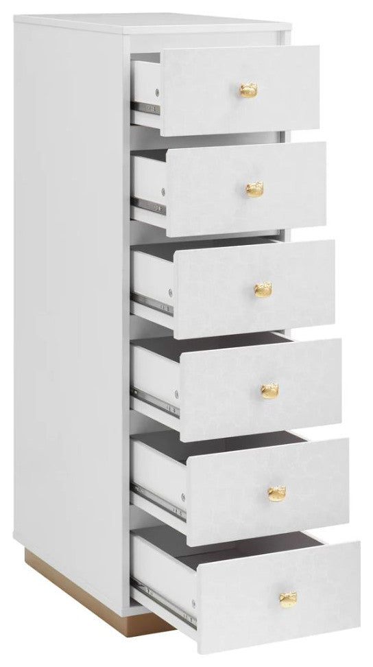 SlayStation 6 Drawer Makeup Vanity Storage, Silver