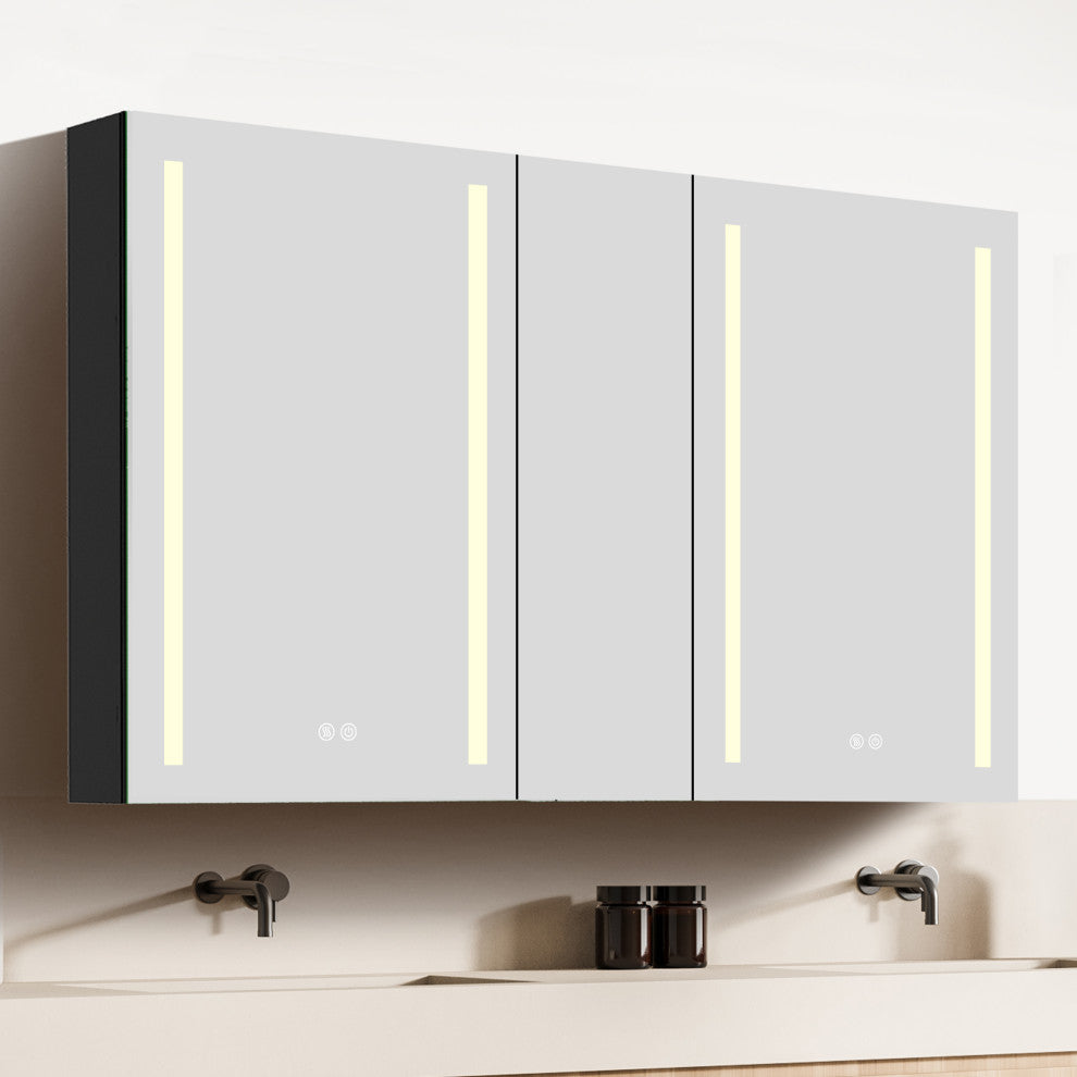 50"x30" Surface Mount Frameless LED Medicine Cabinet With Anti-Fog and Dimmable, Right Door