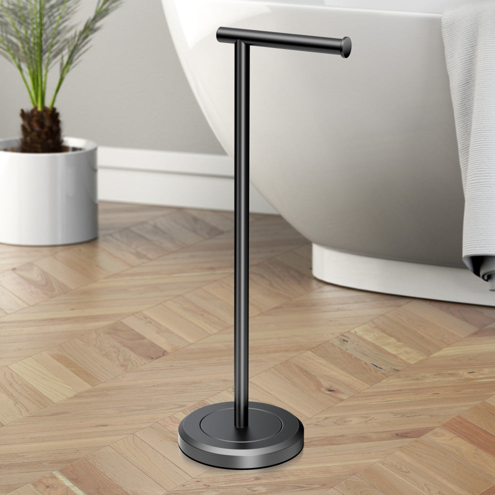 Latitude II Freestanding Toilet Paper Holder, Matte Black, Single