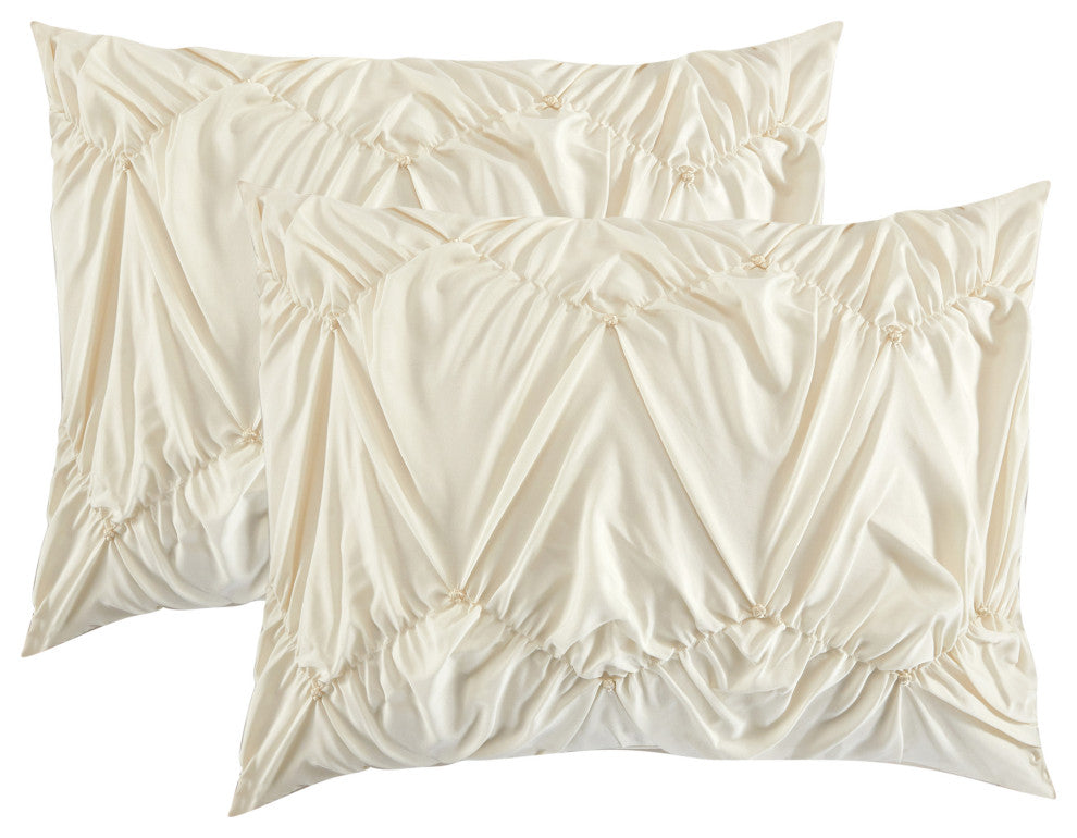 Istana Pintuck 7 Piece Comforter Set, White, California King