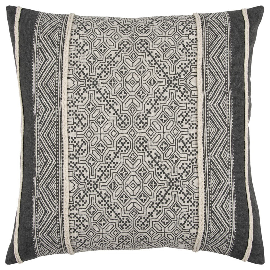 Black and Beige Tribal Pattern Throw Pillow