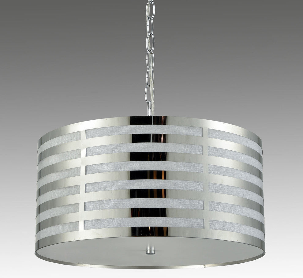 Metal Drum Modern Pendant Lighting Kitchen Chrome Finish