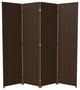 6' Tall Woven Fiber Room Divider, 4 Panel, Dark Mocha