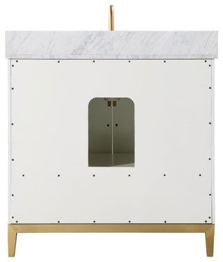 Gracie Bathroom Vanity, Satin White With Carrara Marble, 36"