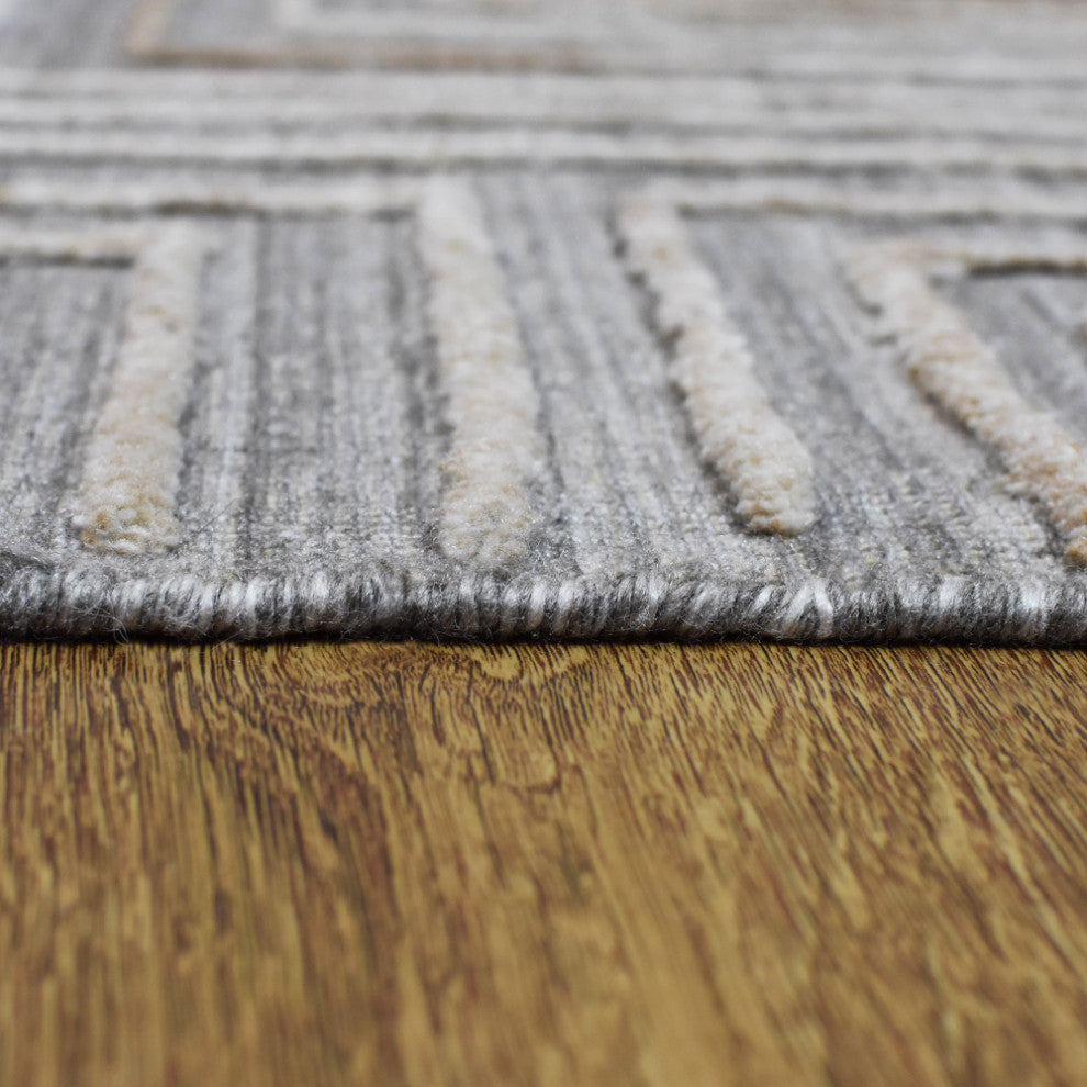 HAND WOVEN FLAT WEAVE KILIM POLYESTER RUGS -Rectangle,Gray Multicolor,Geometric, [Rectangle] 6'x9'