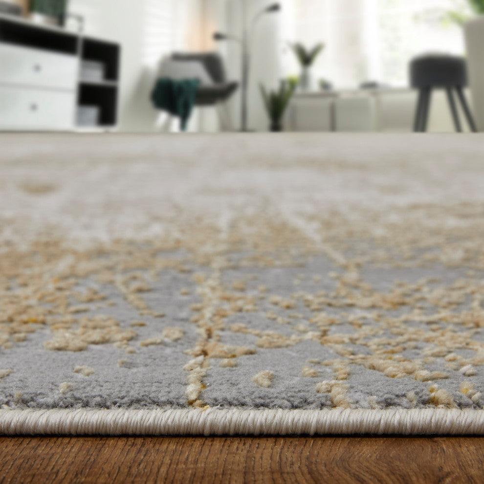 Tripoli Modern Abstract, Ivory/Brown/Gray, 12'x15' Area Rug