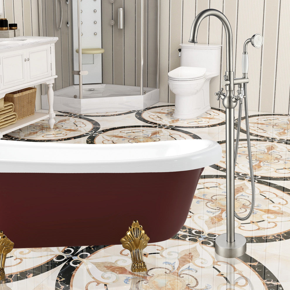 Vanity Art Freestanding Tub Faucet, Brushed Nickel