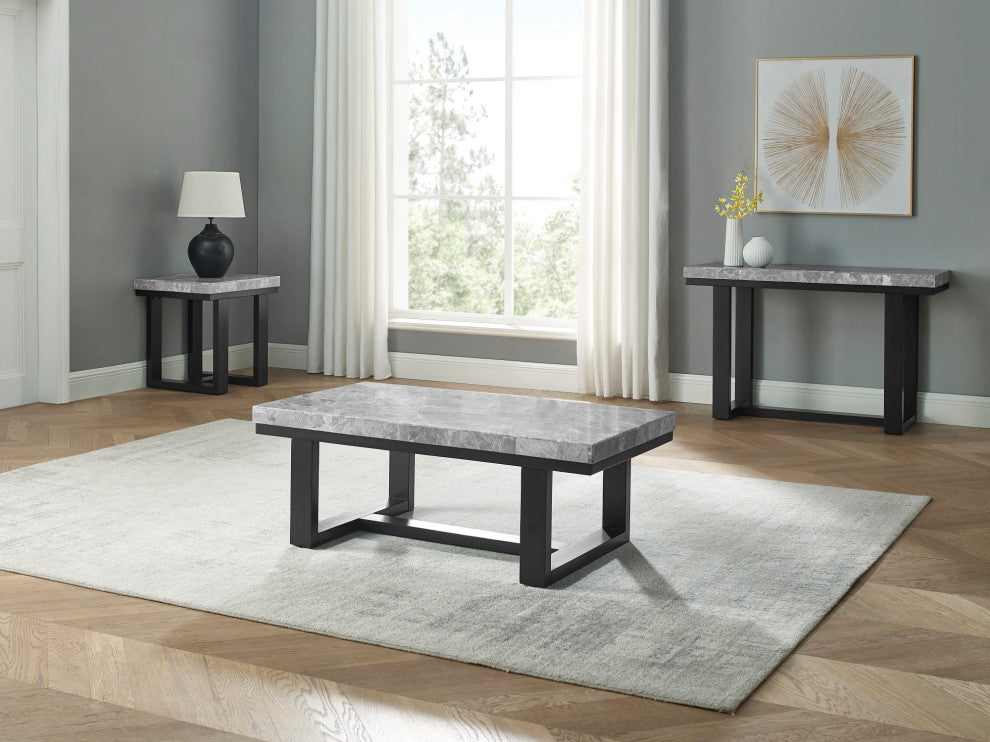 Lucca Gray Marble Top End Table