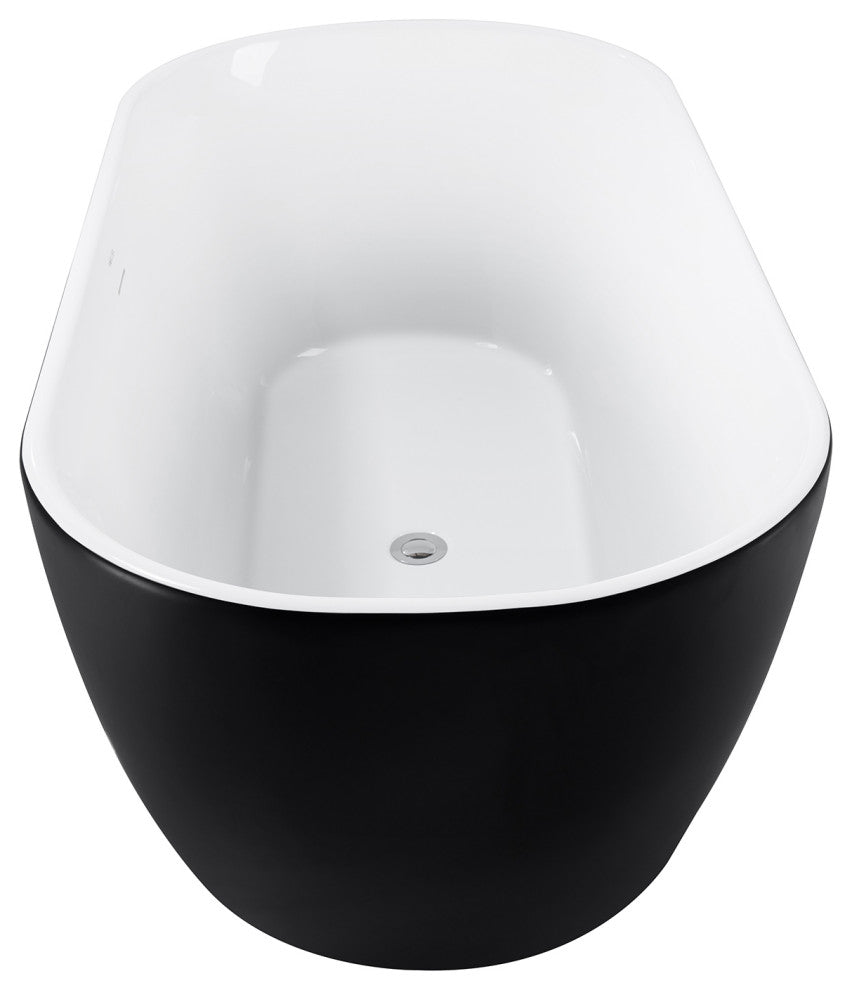 59" Chrome glossy Acrylic Oval Freestanding Non-Whirlpool Soaking Bathtub