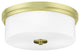 14" 3-Light Flush Mount Light, New Age Brass, White Marble Glass