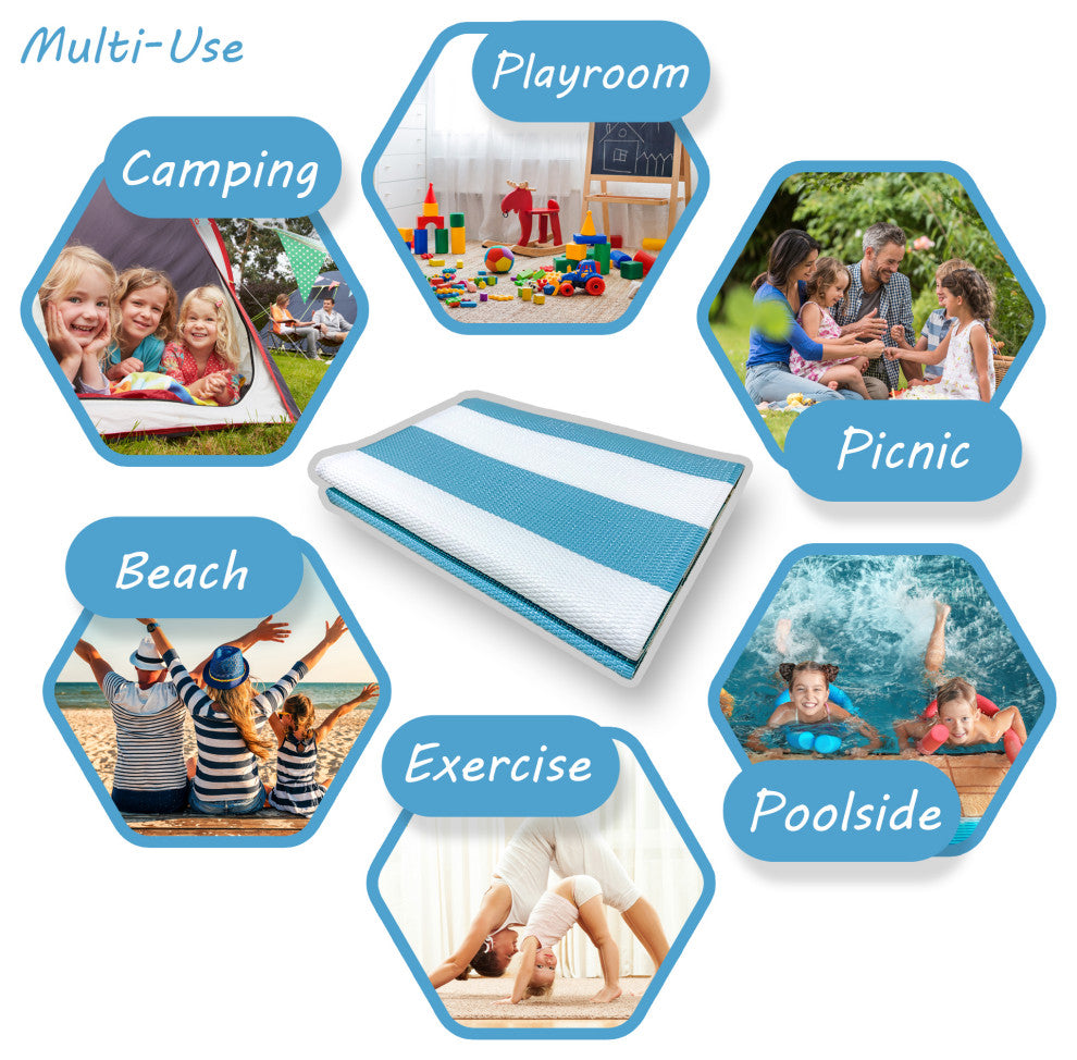 Simonson Contemporary Stripes, Aqua/White, 5'x6'11"