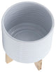 8" Textured Planter With Stand, White
