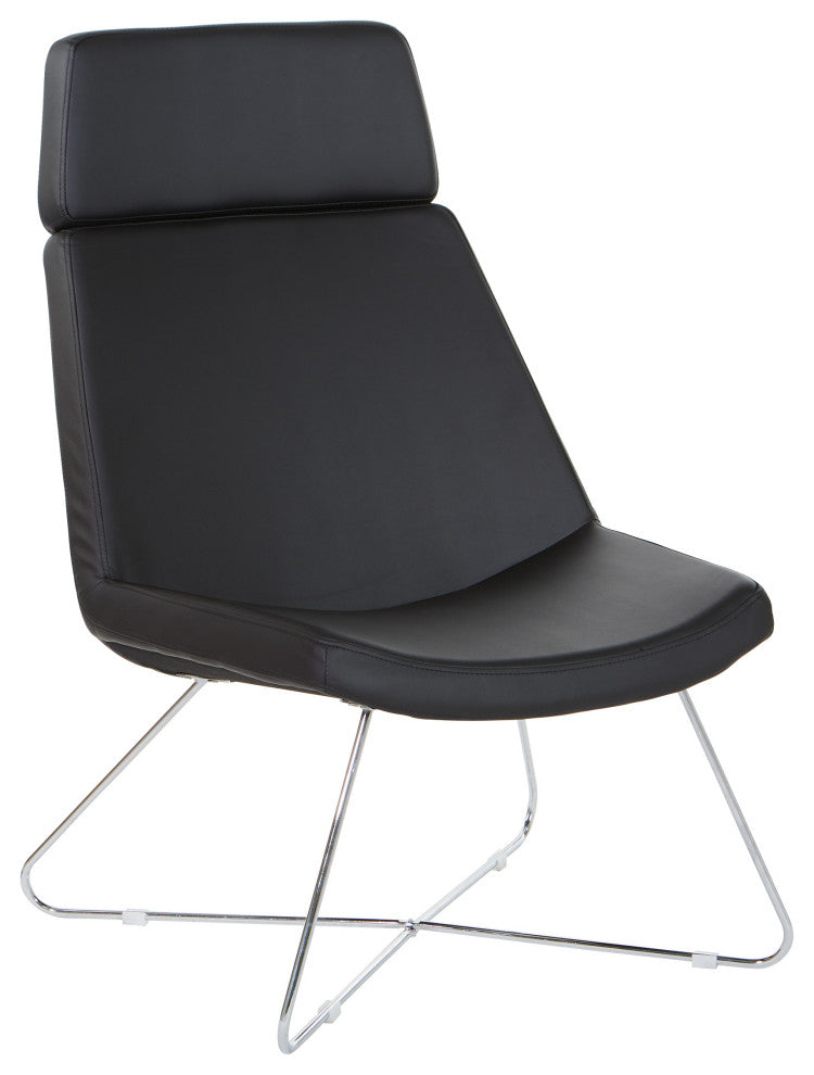 Geena Guest Chair, Dillon Black With Chrome Sled Base