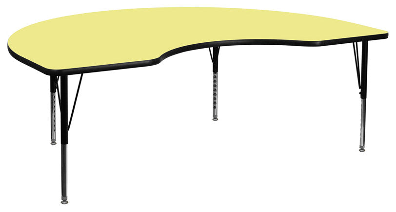 48''Wx72''L Kidney Yellow Thermal Laminate Activity Table