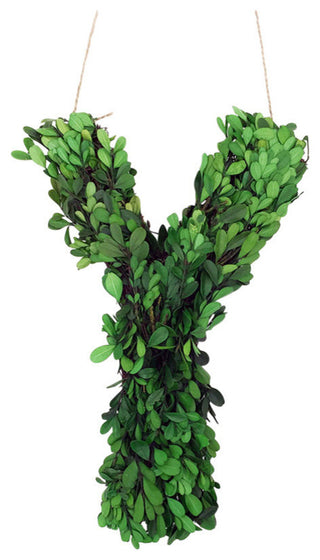 Modern Home 12" Real Preserved Boxwood Monogram Wreath Letters - Y