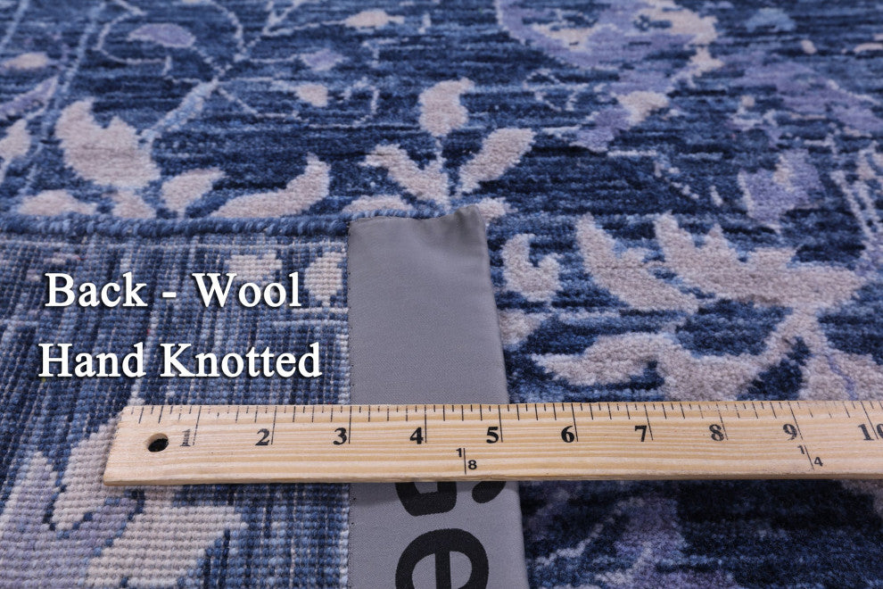 8' Square Modern Hand Knotted Wool Rug - Q13049