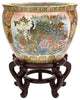 18" Satsuma Garden and Peacock Porcelain Fishbowl
