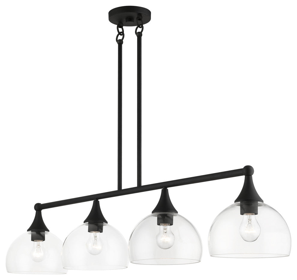 4 Light Black Large Linear Chandelier