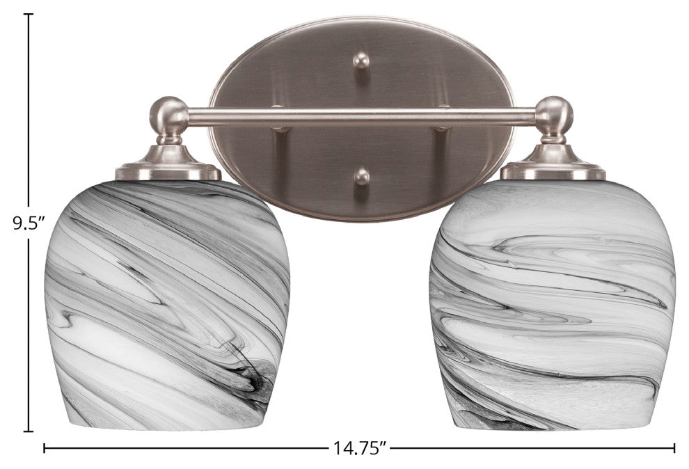 Capri 2-Light Bath Bar, Brushed Nickel/Onyx Swirl