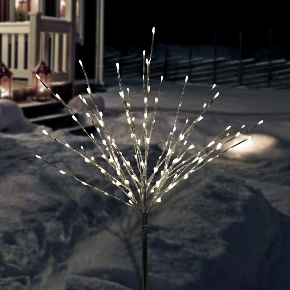 39"H Indoor/Outdoor Metallic Tree Stake Holiday Decoration with White LED Lights