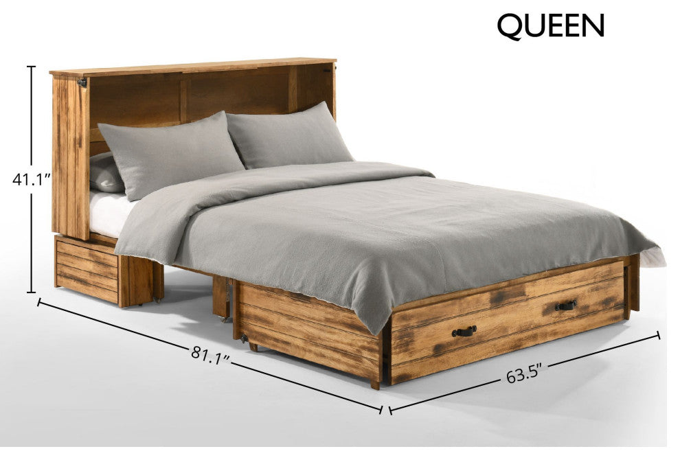 Ranchero Cabinet Murphy Bed with Gel Memory Foam Mattress, Bakar