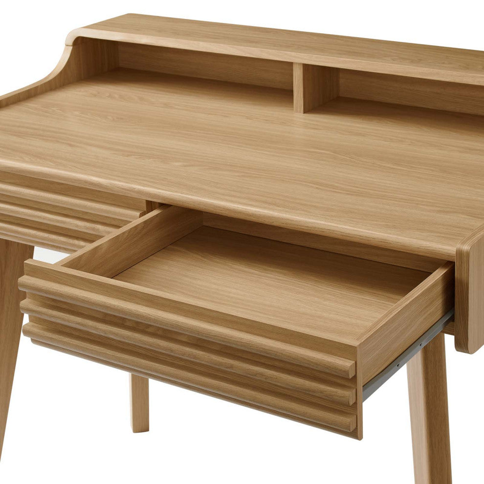 Computer Work Desk, Wood, Brown Oak, Modern, Home Business Office Furniture