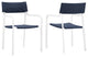 Raleigh Outdoor Patio Aluminum Armchair Set of 2-White Navy