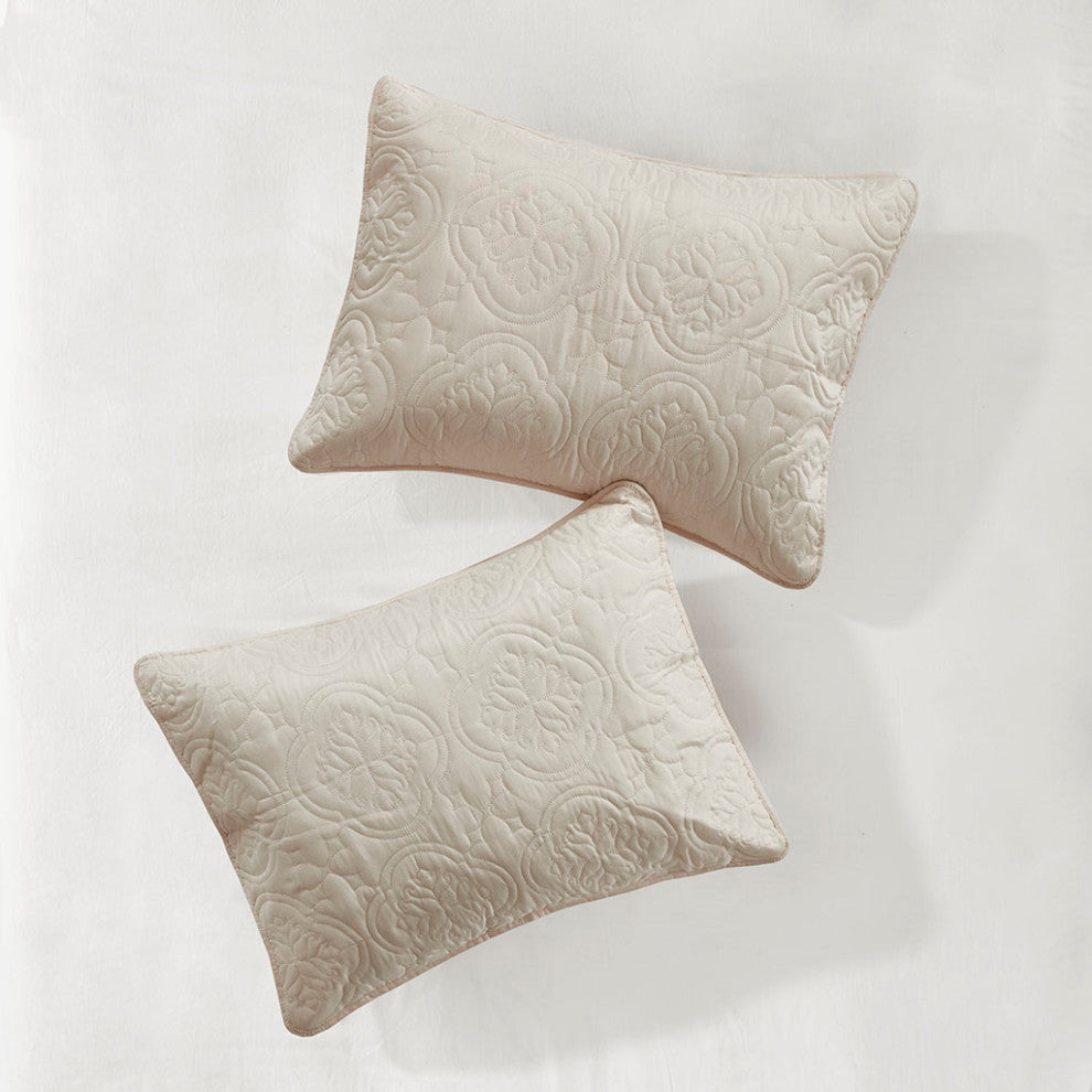 510 Design Oakley Quilted Oversized 3-Piece Bedspread Set, Cream, King/Cal King