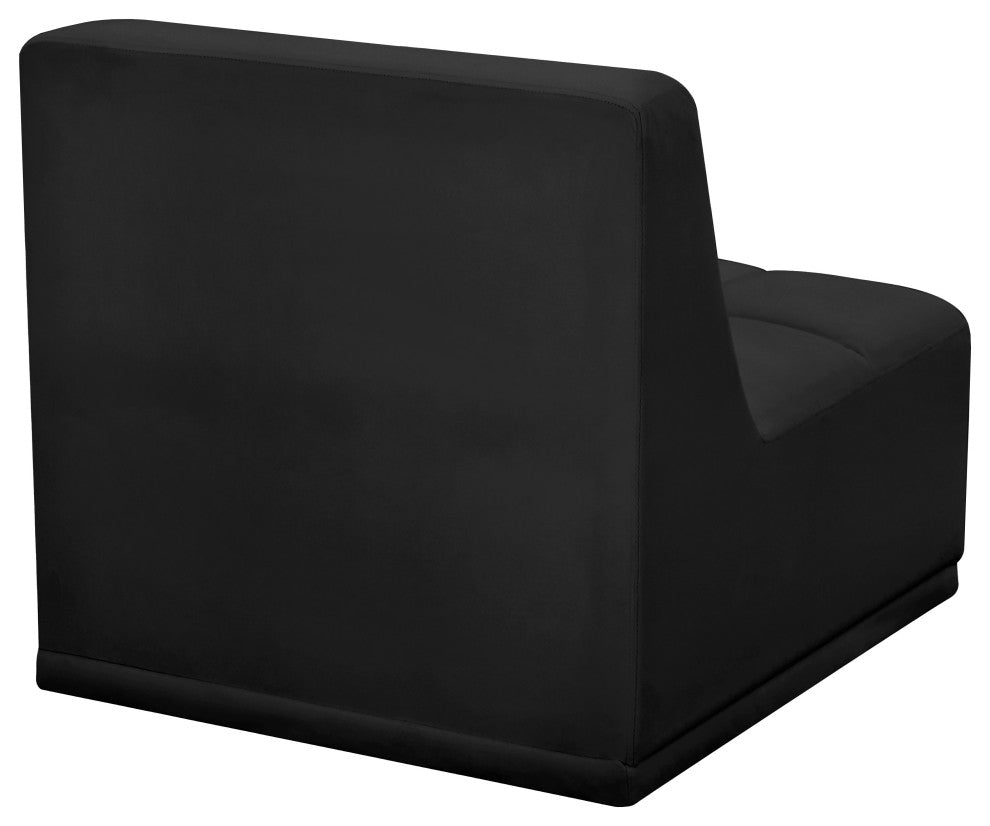 Relax Velvet Upholstered Armless Chair, Black