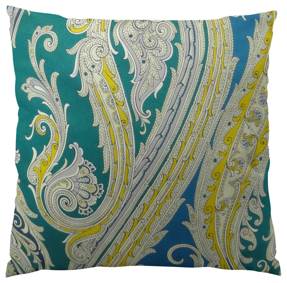 Plutus Fun Paisley Handmade Throw Pillow, (Double sided  26" x 26")
