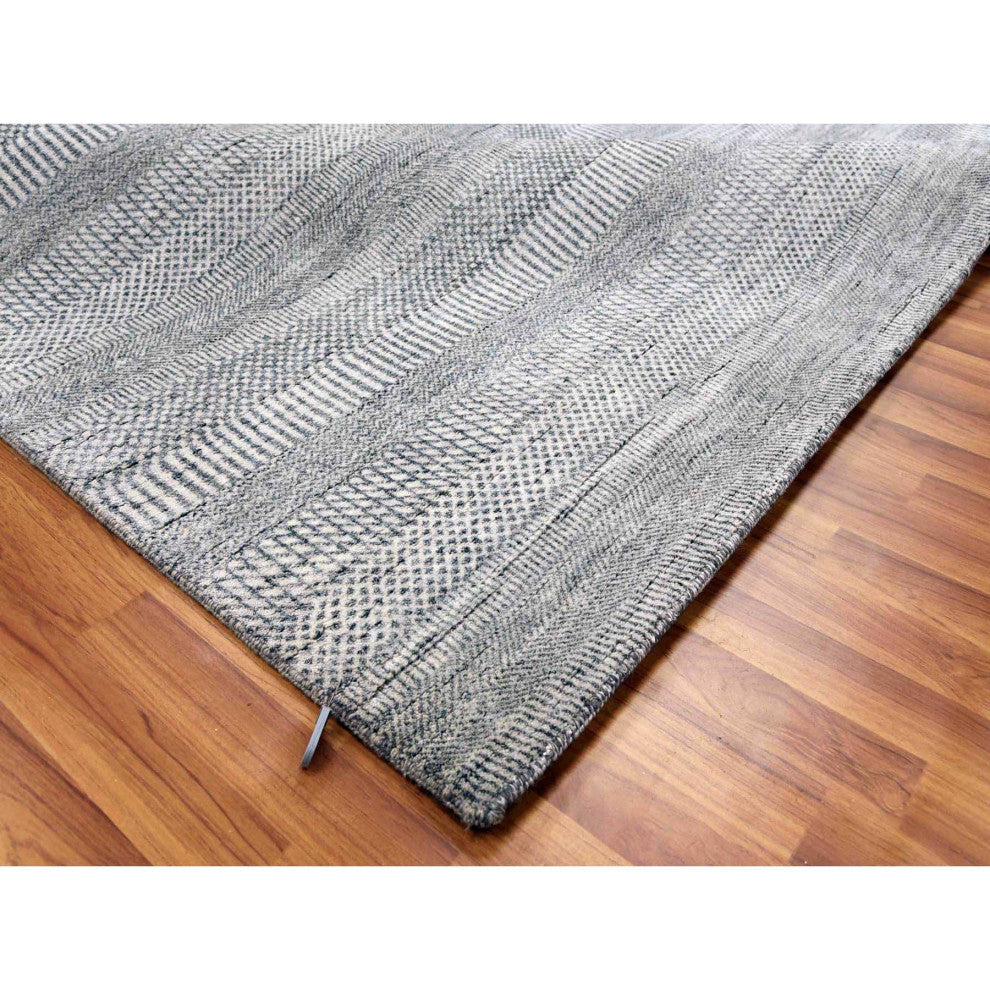Gainsboro Gray Wool and Silk Hand Knotted Grass Design Oriental Rug, 8'0"x10'3"