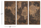 Black Wood Vintage World Map Wall, Set of 3