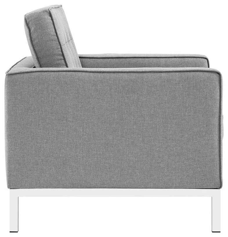 Light Gray Loft Armchairs Upholstered Fabric Set of 2