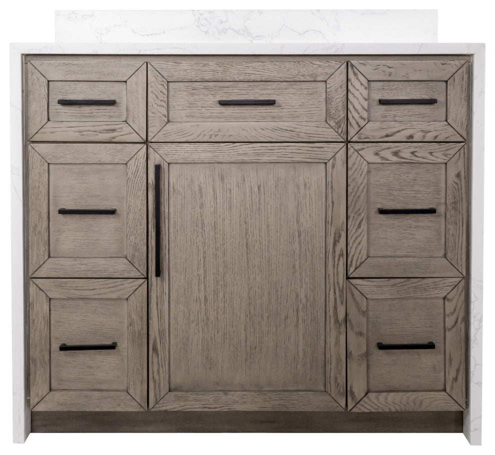 Palisade 42" Bathroom Vanity, Gray Oak, Engineered Marble