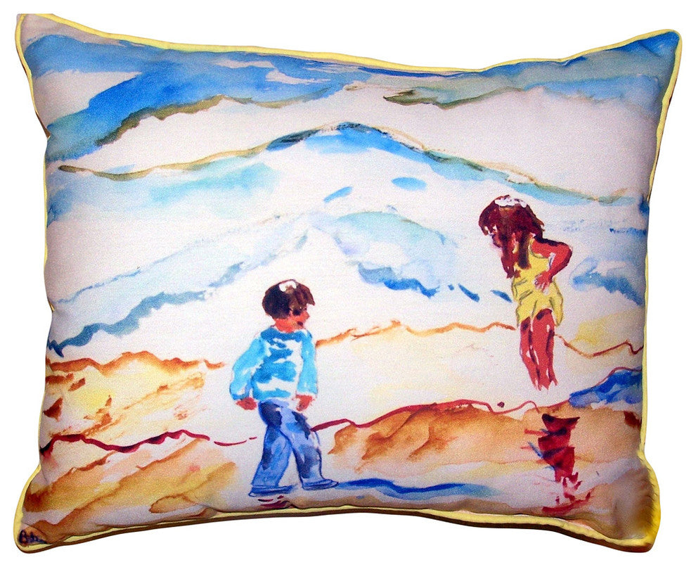 Wading at the Beach Small Outdoor/Indoor Pillow 11x14 - Set of Two