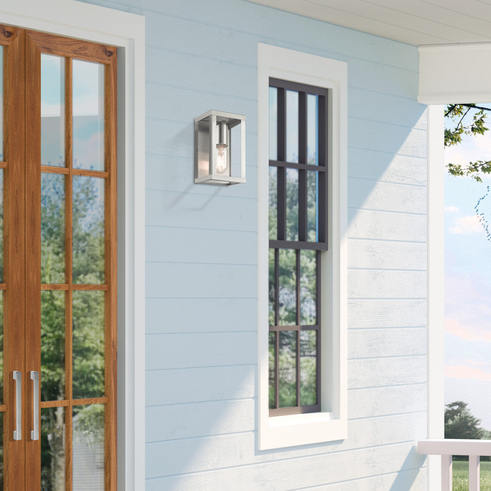 Livex Lighting Gaffney 1-Light Brushed Nickel Outdoor Small Wall Lantern