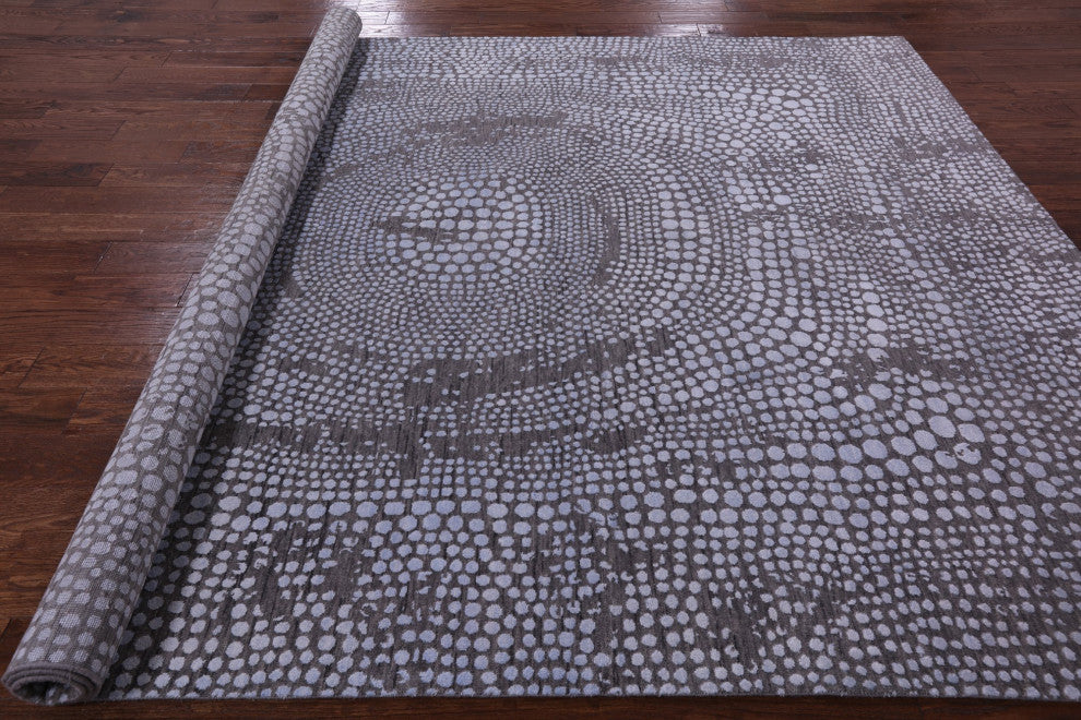 8' 0" X 10' 3" Mosaic Design Wool and Silk Hand Knotted Rug Q6653