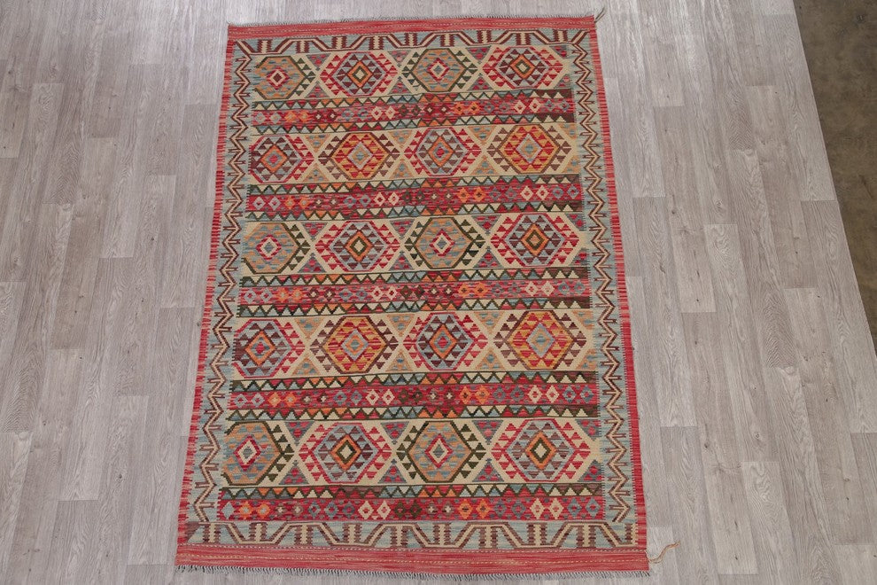 Kilim Southwestern Turkish Oriental Flat-Woven Traditional Area Rug, 8'3"X5'9"