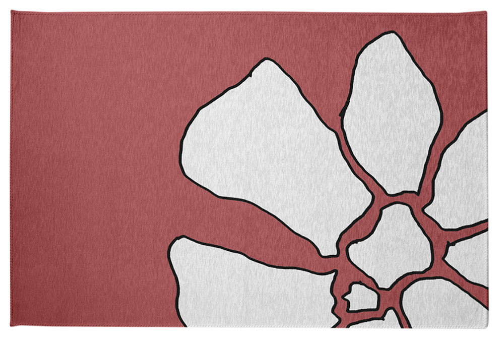 Petal Lines Spring Chenille Rug, Coral, 2'x3'
