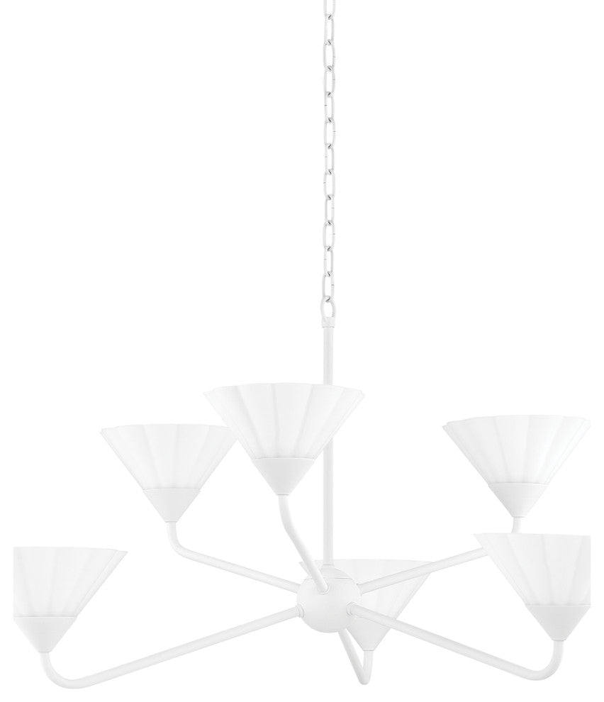 6 Light Chandelier, White