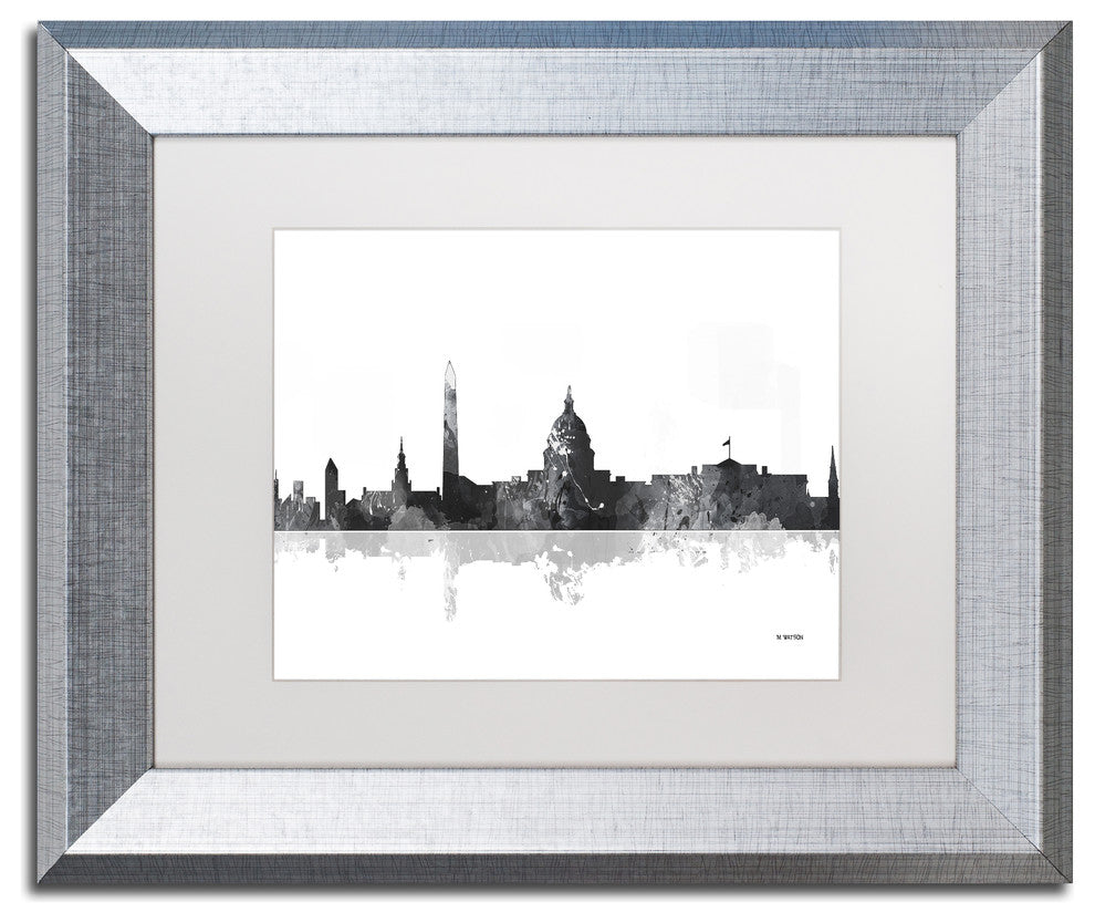 Watson 'Washington DC Skyline BG-1' Art, Silver Frame, 11"x14", White Matte