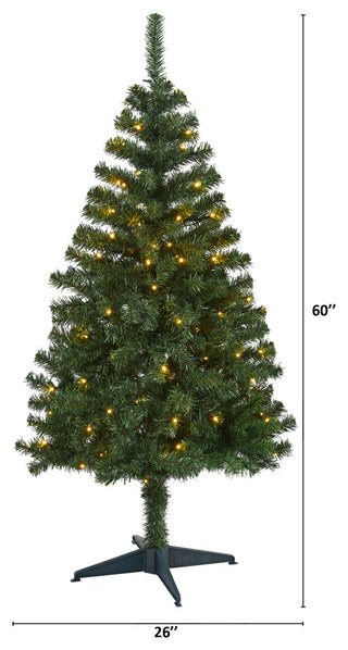 5' Northern Tip Pine Artificial Christmas Tree With 150 Clear LED Lights