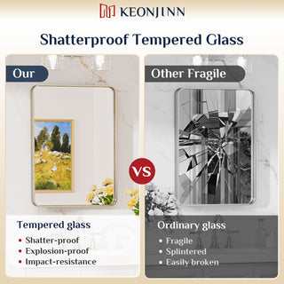 Metal Frame Decorative Rectangular Wall Mount Mirror, Sliver, 30"x36"