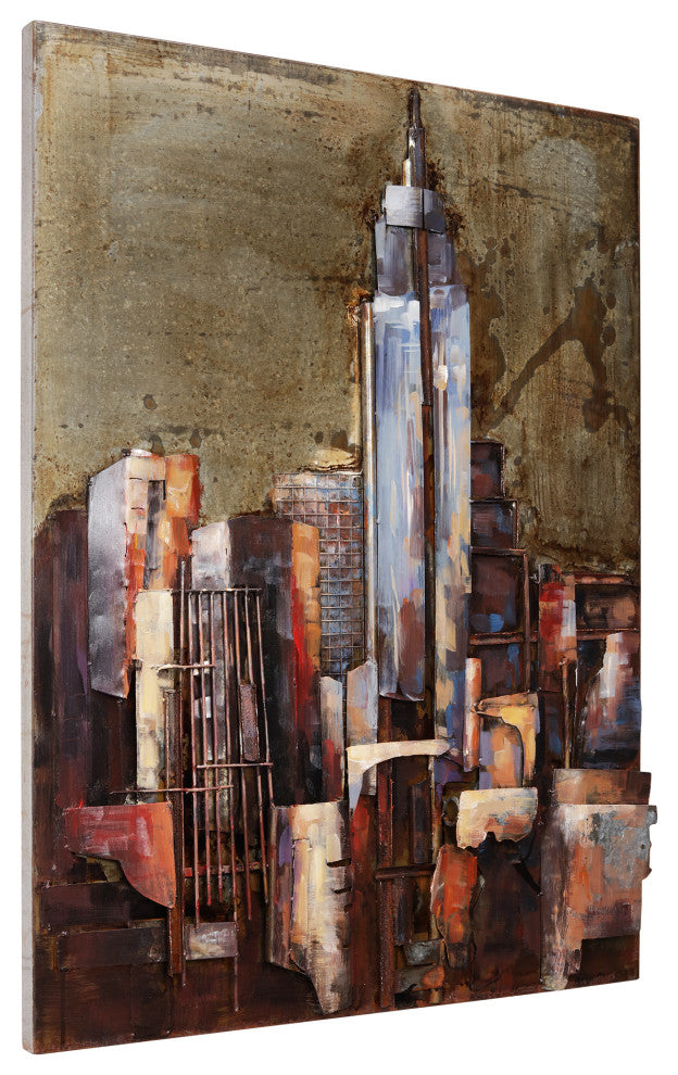 "The Empire State Building" Primo Mixed Media Hand Painted Iron Wall Sculpture