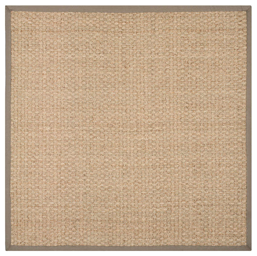 Safavieh Natural Fiber Nf114P Solid Color Rug, Natural/Grey, 4'0"x4'0" Round
