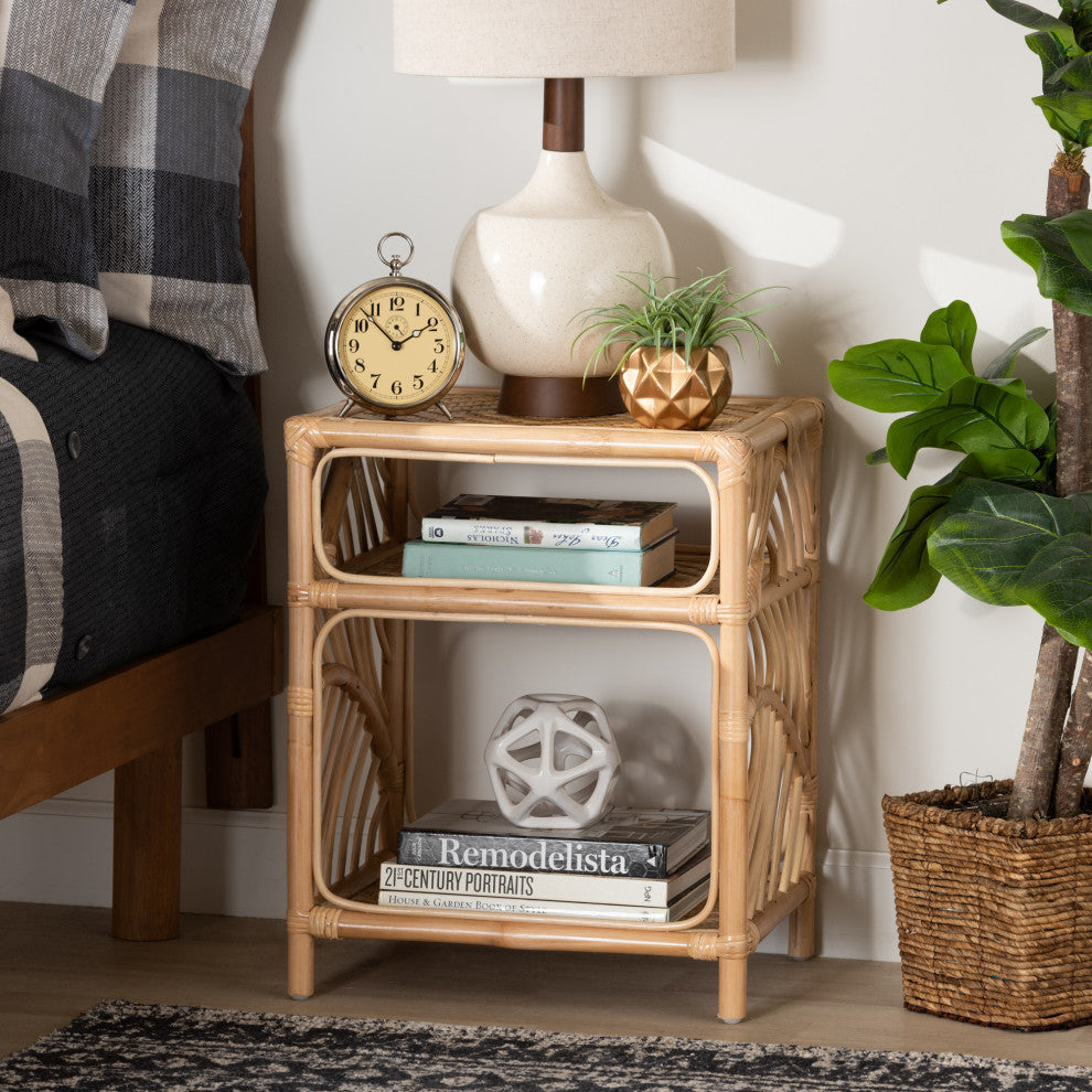 Jolie Natural Brown Rattan Nightstand