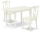 3Pc Dinette Set 2 Dining Chairs, Butterfly Leaf Small Dining Table, Linen White